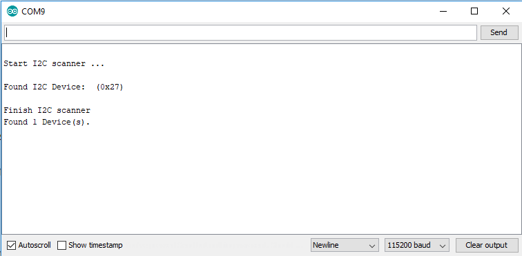 I2C Scanner Serial Output