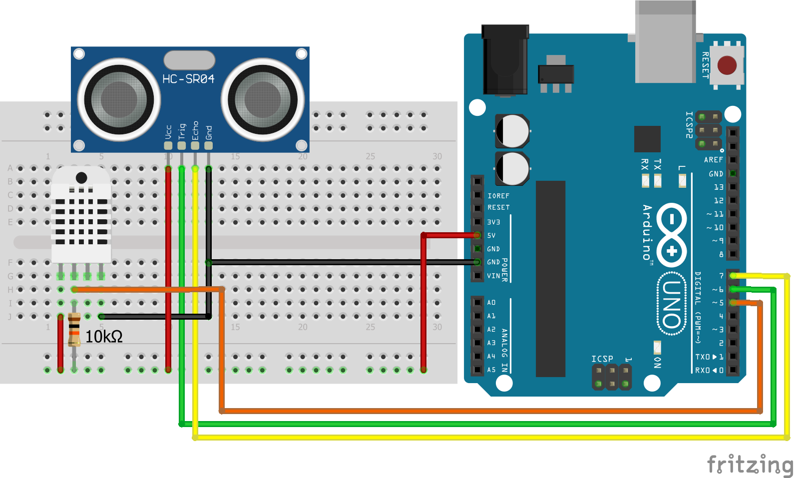 Ultrasonic Distance Sensor Temperature Steckplatine