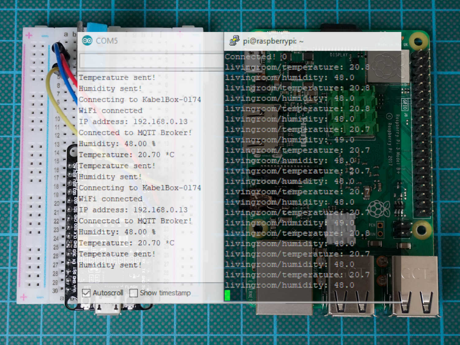 NodeMCU Raspberry Pi MQTT WiFi