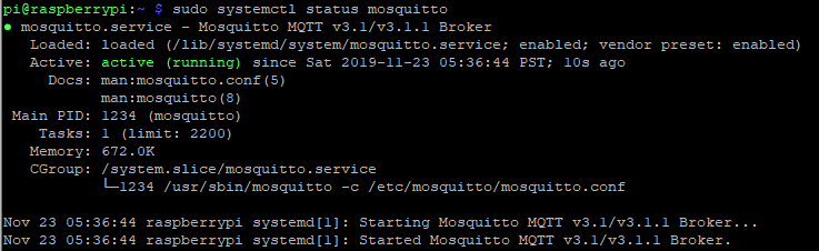 Raspberry Pi Mosquitto Status