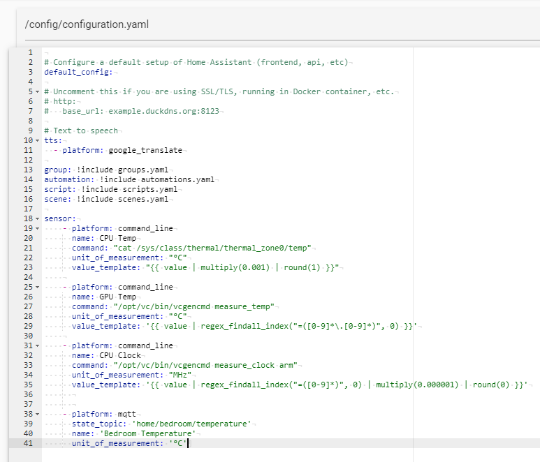 Home Assistant configuration sensor