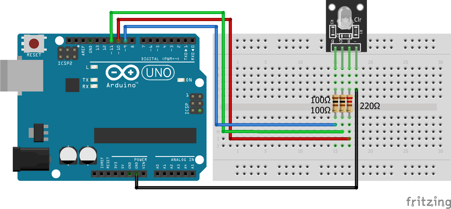 RGB LED KY-016 Arduino Uno