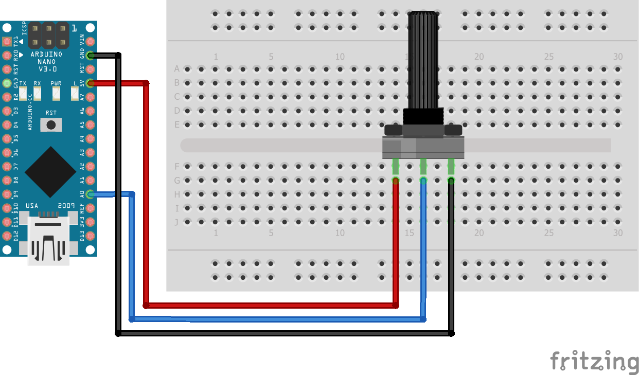 Wiring Potentiometer Arduino Nano