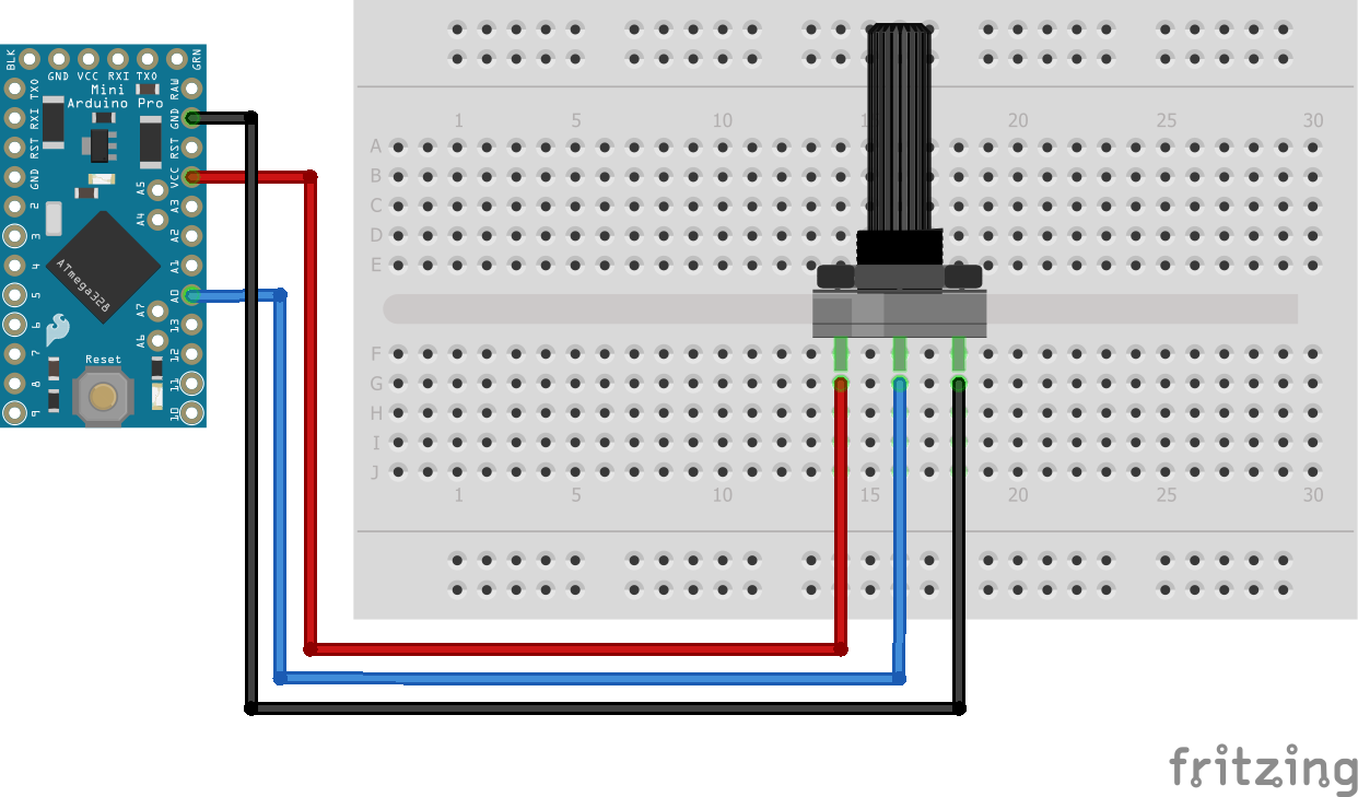 Wiring Potentiometer Arduino Pro Mini