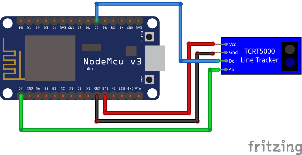 TCRT5000 Line Tracking Module with analog output ESP8266 NodeMCU