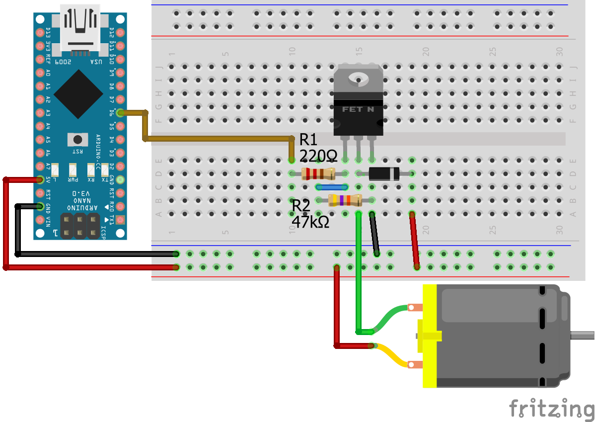 Connect DC Motor without IC Arduino Nano